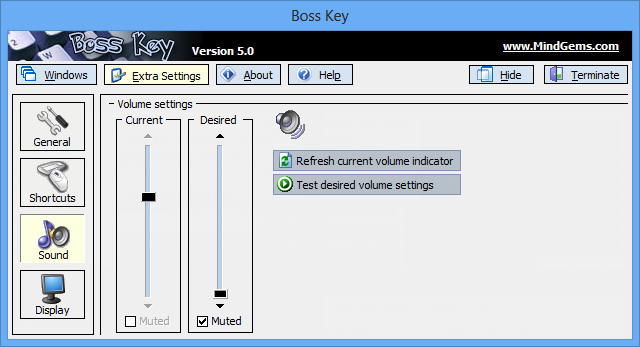 Boss Key Volume Settings