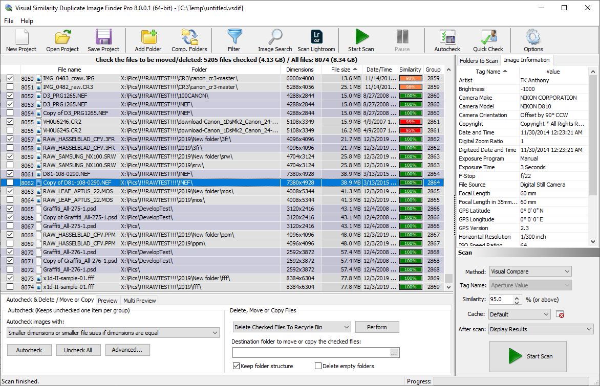 using duplicate finder on disk clean pro